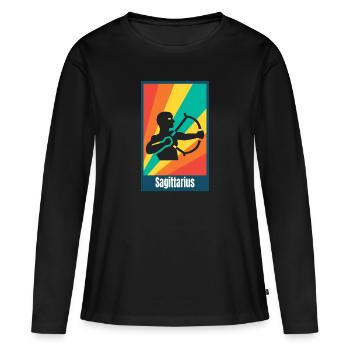 Sagittaire Sagittaire - T-shirt manches longues Premium bio Femme - noir - Devant - Julia (174cm)
