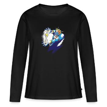 Zeus divinité motif éclair - T-shirt manches longues Premium bio Femme - noir - Devant - Julia (174cm)