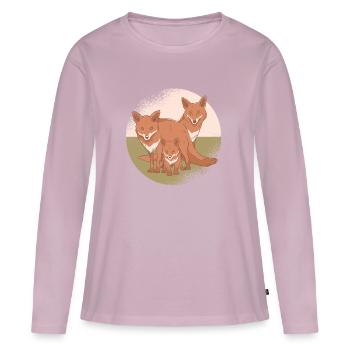 Fox family father mother child fox - Women's Premium Organic Long Sleeve Shirt - dusky pink - Front - Julia (174cm)