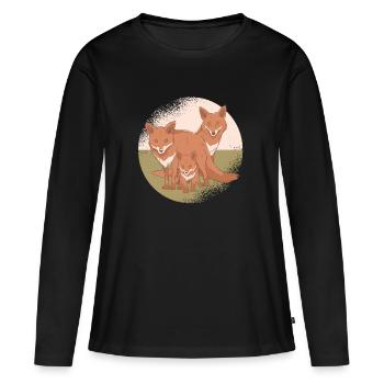 Fox family father mother child fox - Women's Premium Organic Long Sleeve Shirt - black - Front - Julia (174cm)