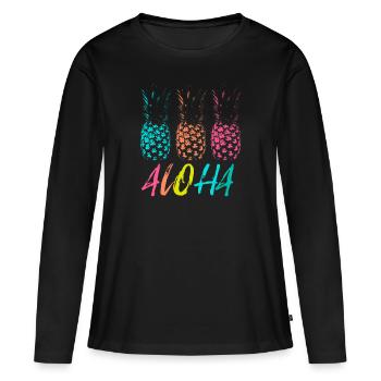 ALOHA - T-shirt manches longues Premium bio Femme - noir - Devant - Julia (174cm)