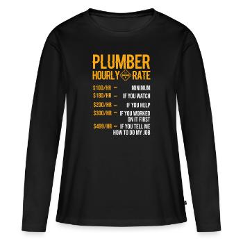 plombier - T-shirt manches longues Premium bio Femme - noir - Devant - Julia (174cm)