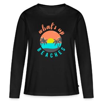 quoi de neuf plages - T-shirt manches longues Premium bio Femme - noir - Devant - Julia (174cm)