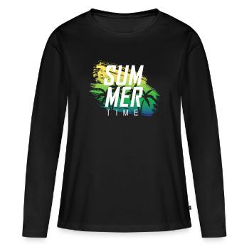 Heure d'été - T-shirt manches longues Premium bio Femme - noir - Devant - Julia (174cm)