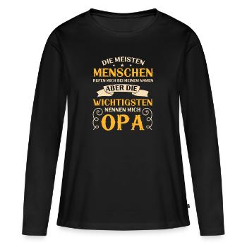 Opa - Frauen Premium Bio Langarmshirt - Schwarz - Vorne - Julia (174cm)
