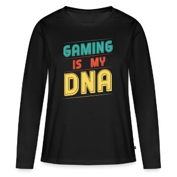 Gaming is my DNA - Frauen Premium Bio Langarmshirt - Schwarz - Vorne - Julia (174cm)