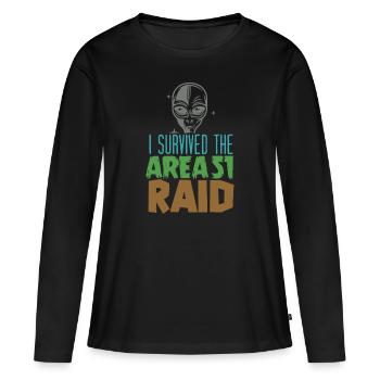 J'ai survécu au raid de la zone 51 - T-shirt manches longues Premium bio Femme - noir - Devant - Julia (174cm)