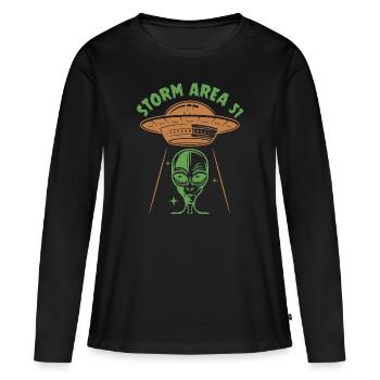 Zone de tempête 51 - T-shirt manches longues Premium bio Femme - noir - Devant - Julia (174cm)