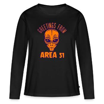 Salutations de la zone 51 - T-shirt manches longues Premium bio Femme - noir - Devant - Julia (174cm)