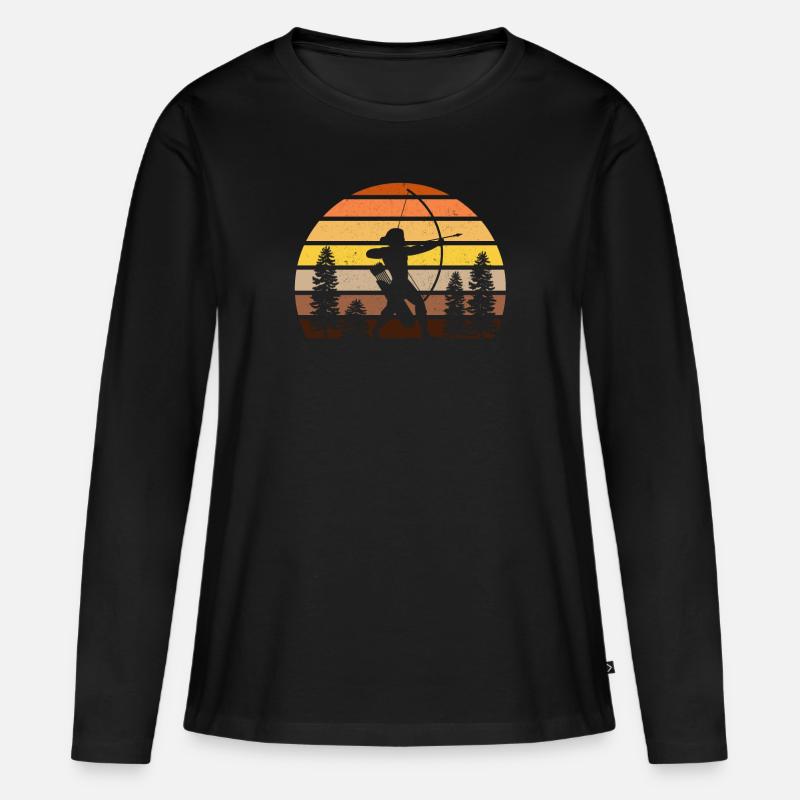 Bogenschießen - Frauen Premium Bio Langarmshirt - Schwarz