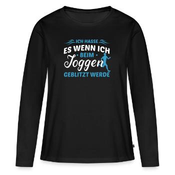 Joggen - Frauen Premium Bio Langarmshirt - Schwarz - Vorne - Julia (174cm)