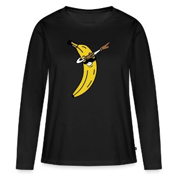 BANANA DAB MUSTACHE - T-shirt manches longues Premium bio Femme - noir - Devant - Julia (174cm)