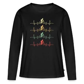 Fréquence cardiaque BIKE - T-shirt manches longues Premium bio Femme - noir - Devant - Julia (174cm)