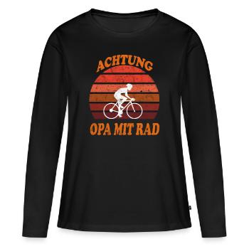 Opa,Rad fahren,Fahrrad,Hobby,Geschenk,Sport - Frauen Premium Bio Langarmshirt - Schwarz - Vorne - Julia (174cm)