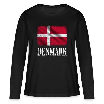 Danemark, drapeau du Danemark - T-shirt manches longues Premium bio Femme - noir - Devant - Julia (174cm)