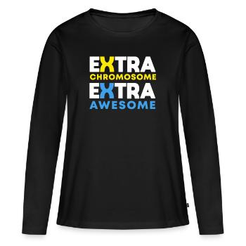 Extra chromosomes Extra Awesome Down Syndrome Aware - T-shirt manches longues Premium bio Femme - noir - Devant - Julia (174cm)