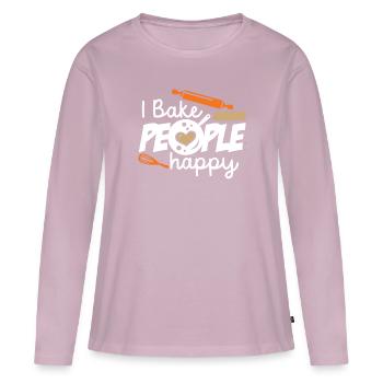 Je fais cuire les gens Happy Cake Artiste Baker Cupcake - T-shirt manches longues Premium bio Femme - rose poudré - Devant - Julia (174cm)