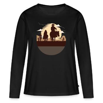équitation western, reining, quarter horse - T-shirt manches longues Premium bio Femme - noir - Devant - Julia (174cm)