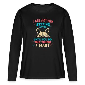 Boston Terrier, Boston Terrier, Boston Terrier - T-shirt manches longues Premium bio Femme - noir - Devant - Julia (174cm)