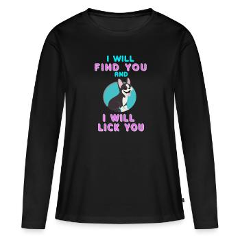 Boston Terrier, Boston Terrier, Boston Terrier - T-shirt manches longues Premium bio Femme - noir - Devant - Julia (174cm)