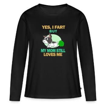 Boston Terrier, Boston Terrier, Boston Terrier - T-shirt manches longues Premium bio Femme - noir - Devant - Julia (174cm)