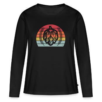Retro Sunset Craft Beer Barrel Keg Home Brew - Women's Premium Organic Long Sleeve Shirt - black - Front - Julia (174cm)