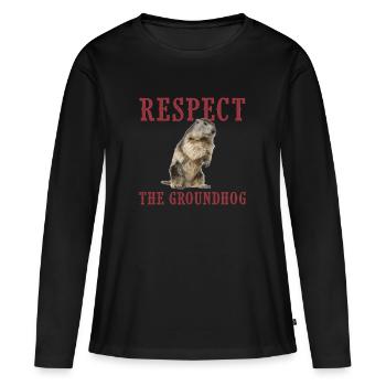 jour de la marmotte, jour de la marmotte 2021, ombre - T-shirt manches longues Premium bio Femme - noir - Devant - Julia (174cm)