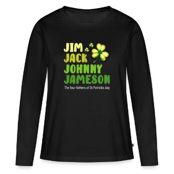 St Patricks Day, St Patricks Day Irlandais, Paddy, - T-shirt manches longues Premium bio Femme - noir - Devant - Julia (174cm)