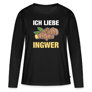 Ich liebe Ingwer Ginger Geschenk - Frauen Premium Bio Langarmshirt - Schwarz - Vorne - Julia (174cm)