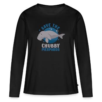 La laque, l’eau de mer, le dugong, - T-shirt manches longues Premium bio Femme - noir - Devant - Julia (174cm)