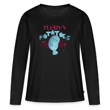 La laque, l’océan, le dauphin, - T-shirt manches longues Premium bio Femme - noir - Devant - Julia (174cm)