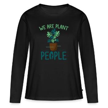 plante, plante d’intérieur, plantes, - T-shirt manches longues Premium bio Femme - noir - Devant - Julia (174cm)