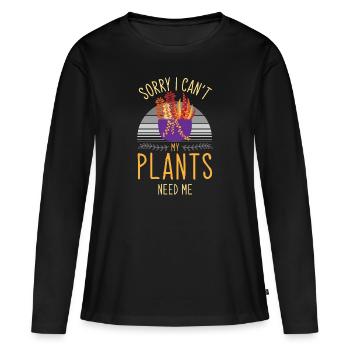 Plante, plante plantes, eféutute, - T-shirt manches longues Premium bio Femme - noir - Devant - Julia (174cm)