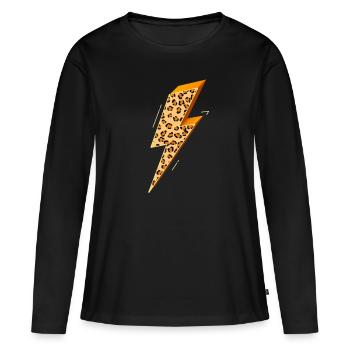 Blitz, Blitz Bolzen, Blitzschlag, - Frauen Premium Bio Langarmshirt - Schwarz - Vorne - Julia (174cm)