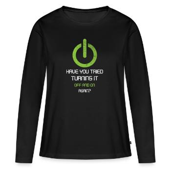 tech, tech desk, developer, - Frauen Premium Bio Langarmshirt - Schwarz - Vorne - Julia (174cm)