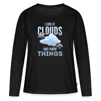 Météo, Météo Chasseurs de tempête, Storm - T-shirt manches longues Premium bio Femme - noir - Devant - Julia (174cm)