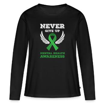 Santé mentale, santé mentale - T-shirt manches longues Premium bio Femme - noir - Devant - Julia (174cm)