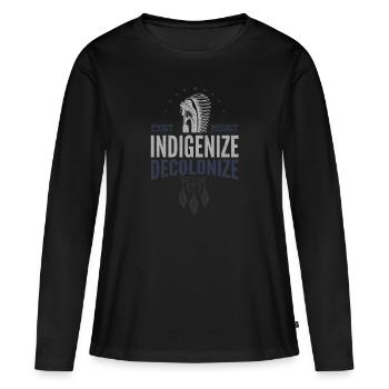 Autochtones indigènes d’Amérique, - T-shirt manches longues Premium bio Femme - noir - Devant - Julia (174cm)