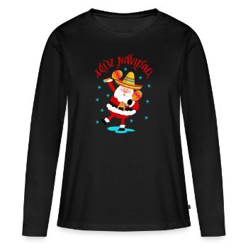 Noël mexicain, mexicain - T-shirt manches longues Premium bio Femme - noir - Devant - Julia (174cm)