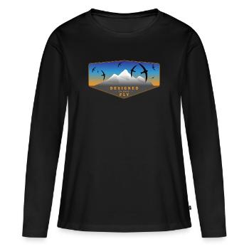 Mauersegler DESIGNED to just FLY Nacht - Frauen Premium Bio Langarmshirt - Schwarz - Vorne - Julia (174cm)