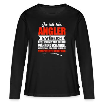 Angler Fischerei Fischen AngelnGeschenkidee - Frauen Premium Bio Langarmshirt - Schwarz - Vorne - Julia (174cm)