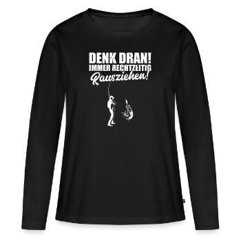 Angler Fischerei Fischen AngelnGeschenkidee - Frauen Premium Bio Langarmshirt - Schwarz - Vorne - Julia (174cm)