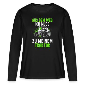 Aus Dem Weg Ich Muss Zu Meinem Traktor Landwirt - Frauen Premium Bio Langarmshirt - Schwarz - Vorne - Julia (174cm)