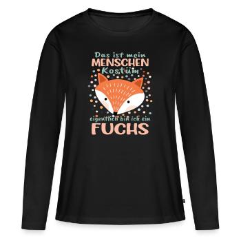 Fuchs Fuchsgesicht Fuchsliebhaber Spruch - Frauen Premium Bio Langarmshirt - Schwarz - Vorne - Julia (174cm)