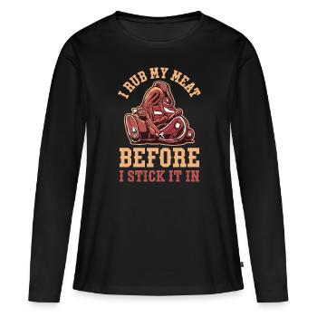 Je frotte ma viande avant de la coller dans un cadeau de barbecue - T-shirt manches longues Premium bio Femme - noir - Devant - Julia (174cm)