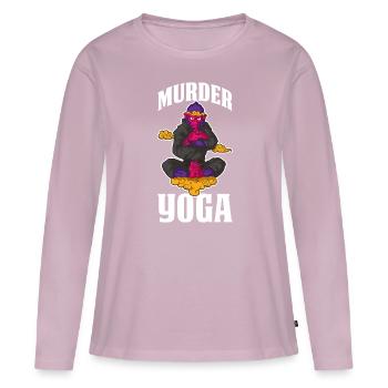 Meurtre Yoga BJJ Jiu Jitsu Cadeau - T-shirt manches longues Premium bio Femme - rose poudré - Devant - Julia (174cm)