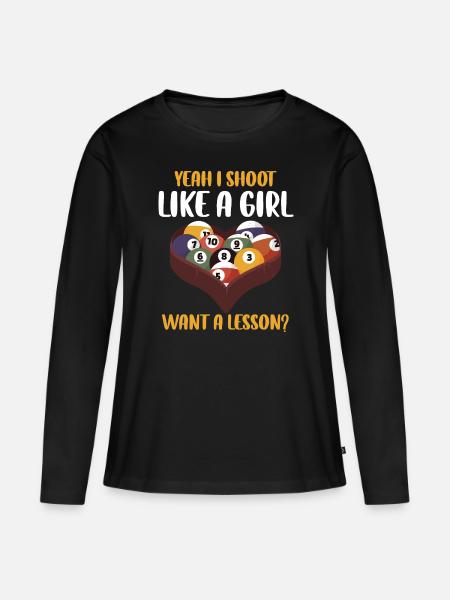I Shoot Like A Girl Billard Geschenk - Premium økologisk langærmet T-shirt til kvinder - sort