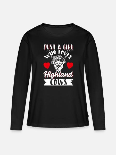 Vache bovine écossaise des Highlands - T-shirt manches longues Premium bio Femme - noir