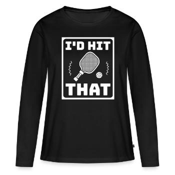 Id Hit Ce Pickleball Pickleball Cadeau - T-shirt manches longues Premium bio Femme - noir - Devant - Julia (174cm)