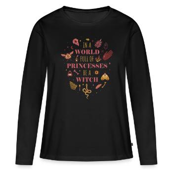 Dans un monde plein de princesses Wicca Cadeau - T-shirt manches longues Premium bio Femme - noir - Devant - Julia (174cm)